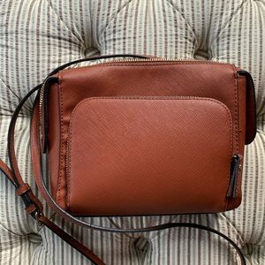small brown faux leather purse